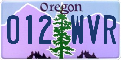 OR license plate 012WVR