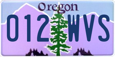 OR license plate 012WVS
