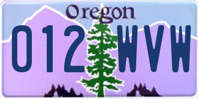 OR license plate 012WVW