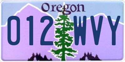 OR license plate 012WVY