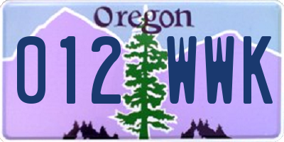 OR license plate 012WWK