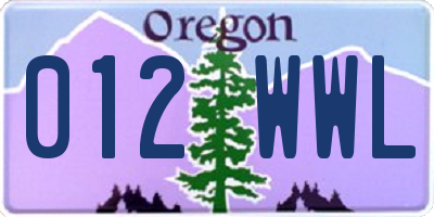 OR license plate 012WWL