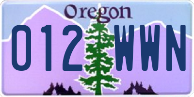 OR license plate 012WWN