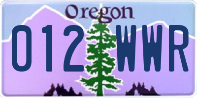 OR license plate 012WWR