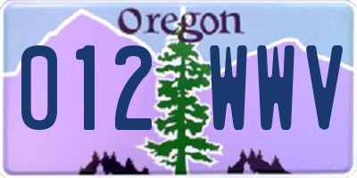 OR license plate 012WWV