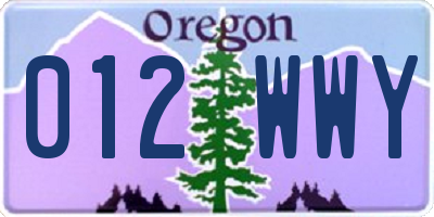 OR license plate 012WWY