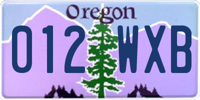 OR license plate 012WXB