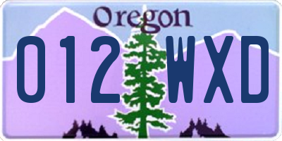 OR license plate 012WXD