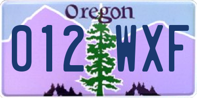 OR license plate 012WXF