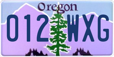 OR license plate 012WXG