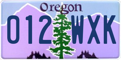 OR license plate 012WXK
