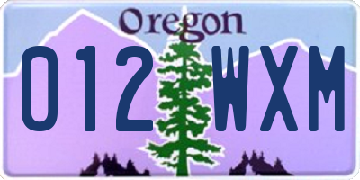 OR license plate 012WXM