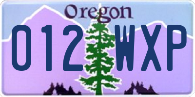 OR license plate 012WXP