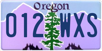 OR license plate 012WXS