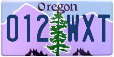 OR license plate 012WXT