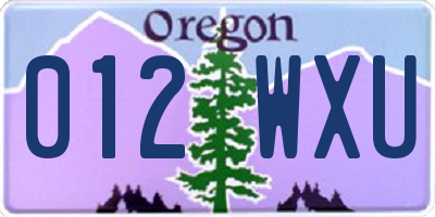 OR license plate 012WXU