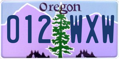 OR license plate 012WXW