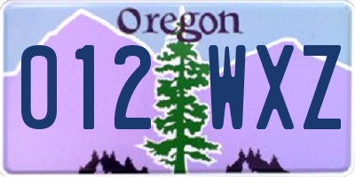 OR license plate 012WXZ