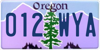 OR license plate 012WYA