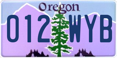 OR license plate 012WYB
