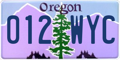 OR license plate 012WYC