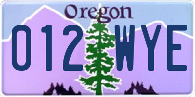 OR license plate 012WYE