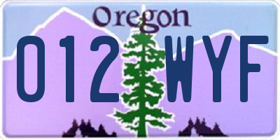 OR license plate 012WYF