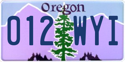 OR license plate 012WYI