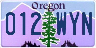 OR license plate 012WYN