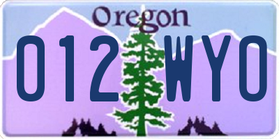 OR license plate 012WYO