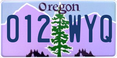 OR license plate 012WYQ