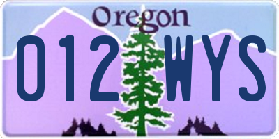 OR license plate 012WYS
