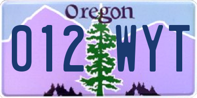 OR license plate 012WYT