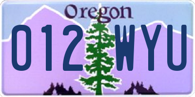 OR license plate 012WYU