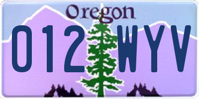 OR license plate 012WYV