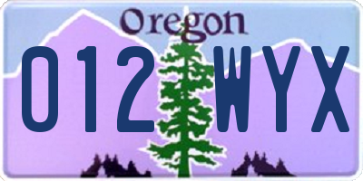 OR license plate 012WYX