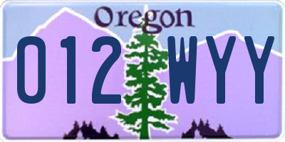 OR license plate 012WYY