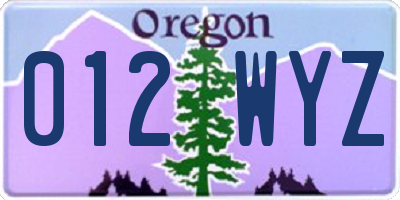 OR license plate 012WYZ