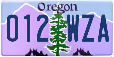 OR license plate 012WZA