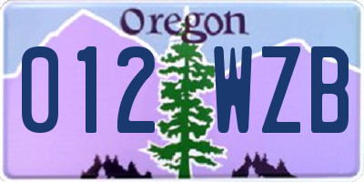 OR license plate 012WZB
