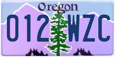 OR license plate 012WZC