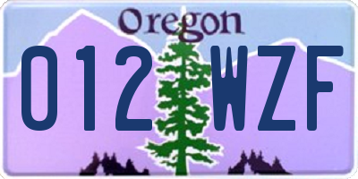 OR license plate 012WZF