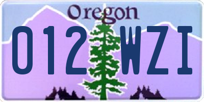 OR license plate 012WZI
