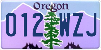 OR license plate 012WZJ