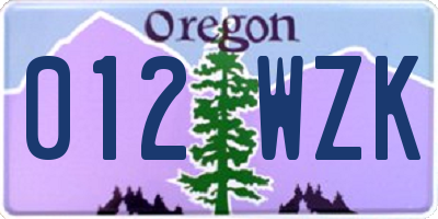 OR license plate 012WZK