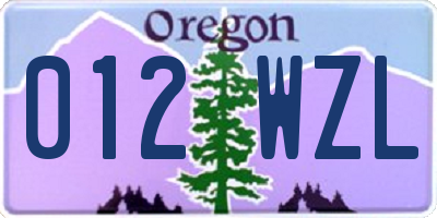 OR license plate 012WZL