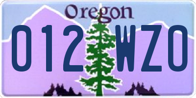OR license plate 012WZO
