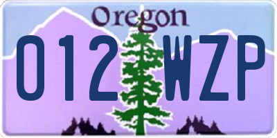 OR license plate 012WZP