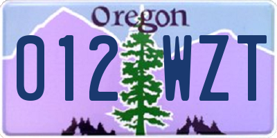 OR license plate 012WZT