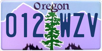 OR license plate 012WZV